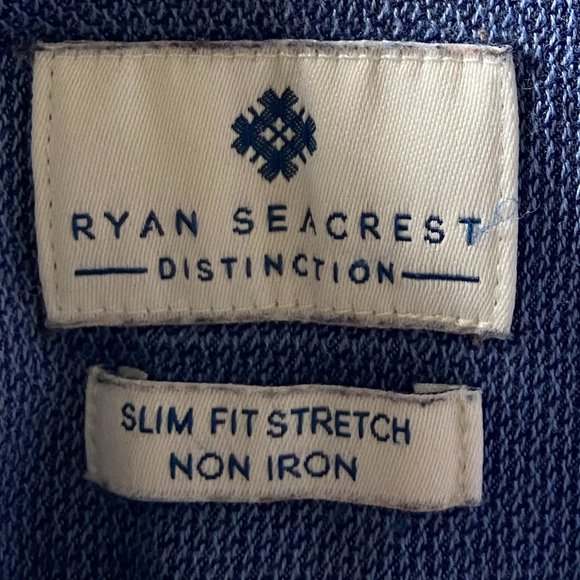 Ryan Seacrest Men's Gray w/ Blue Dots Long Sleeve Shirt. Sz: 17 - 34/35 - Picture 3 of 10